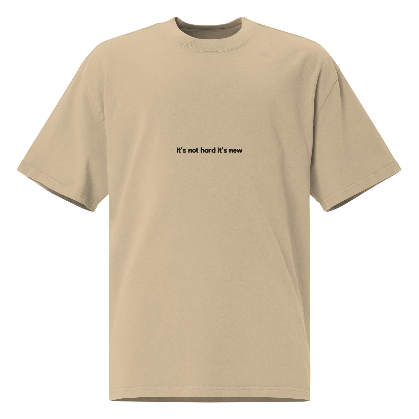 It's Not Hard It's New Faded Tee - Tan/Black